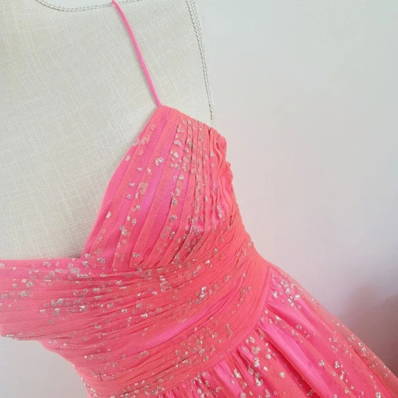 Hailey Logan Adrianna Papell Hot Pink Barbie Sleeveless Glittter Gown Dress 5/6 - Picture 3 of 16
